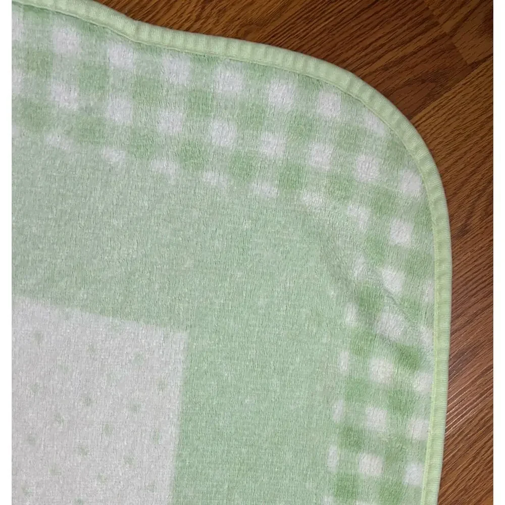 Vintage Carters Hide and Seek Baby Blanket Bunny Bear Green Fleece Just One Year